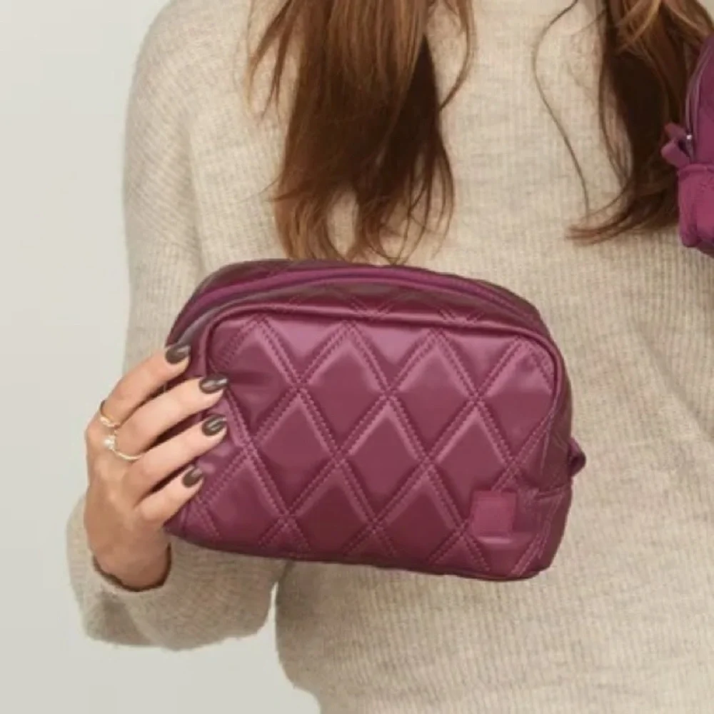🦌🥑NWT‎ IHKWIP Cosmetic Case Pouch Quilted Merlot Purple